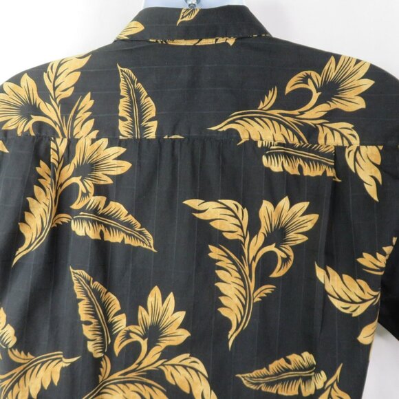 Reyn Spooner Aloha Hawaiian Shirt Men's M Black Tan Tone on Tone Plaid Cotton - Picture 6 of 10